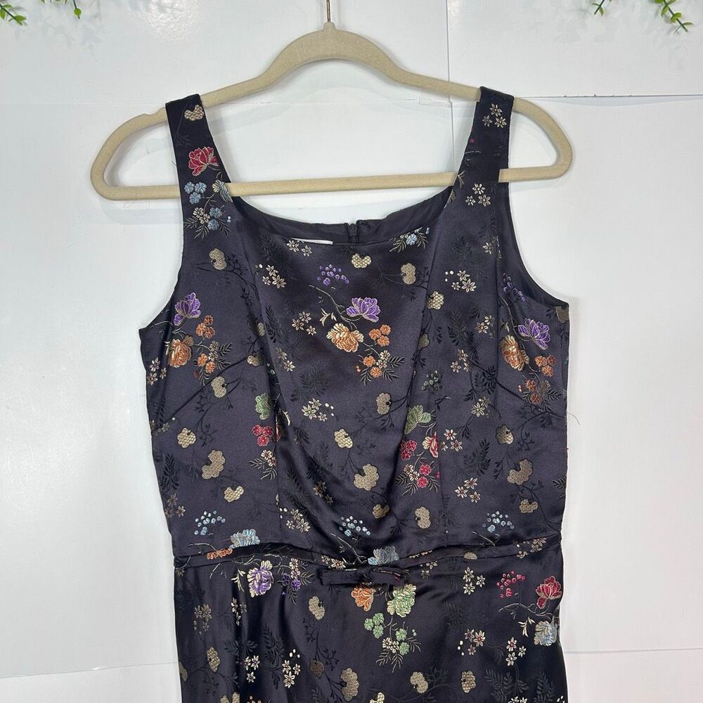 Vintage Yves Cossette Depeche Mode Midi Dress size 6 Black Asian Floral y2k 90s - Picture 16 of 16